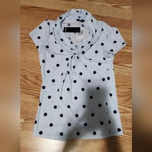 Premise Black Polka Dot Short Sleeve Top
